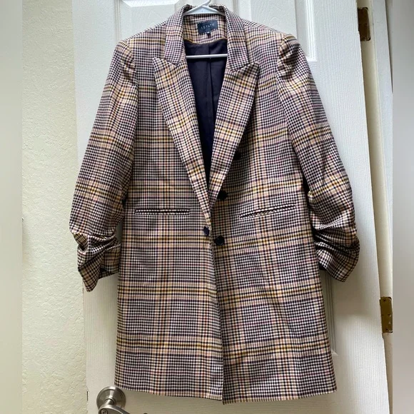 1. STATE | Long Plaid Blazer Coat Size Medium - Picture 4 of 13